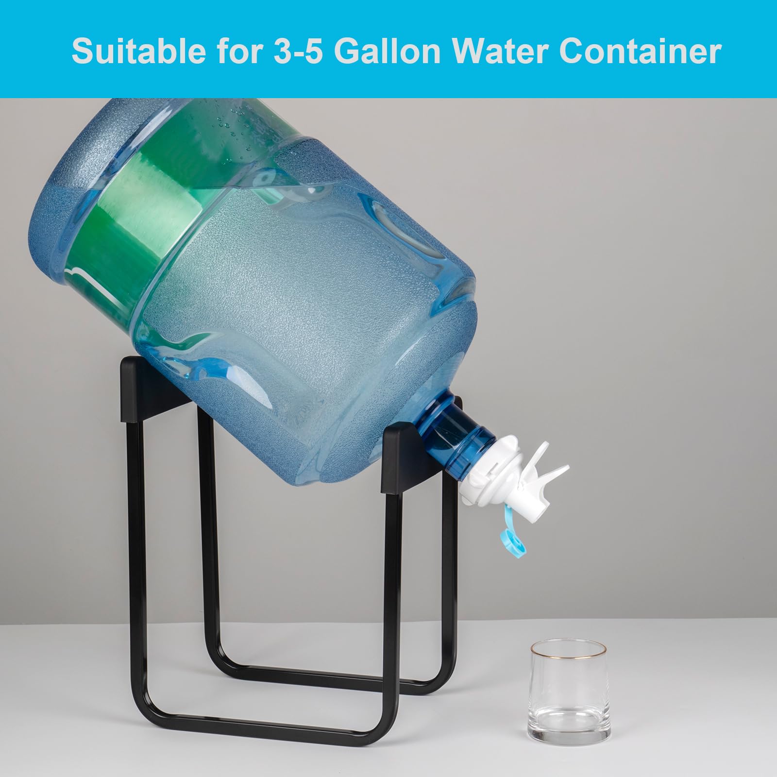 5 Gallon Water Jug Holder With Collapsible Stand & Dispenser – Portable Water Bottle Handle For 55mm Bottles, Leak-Proof