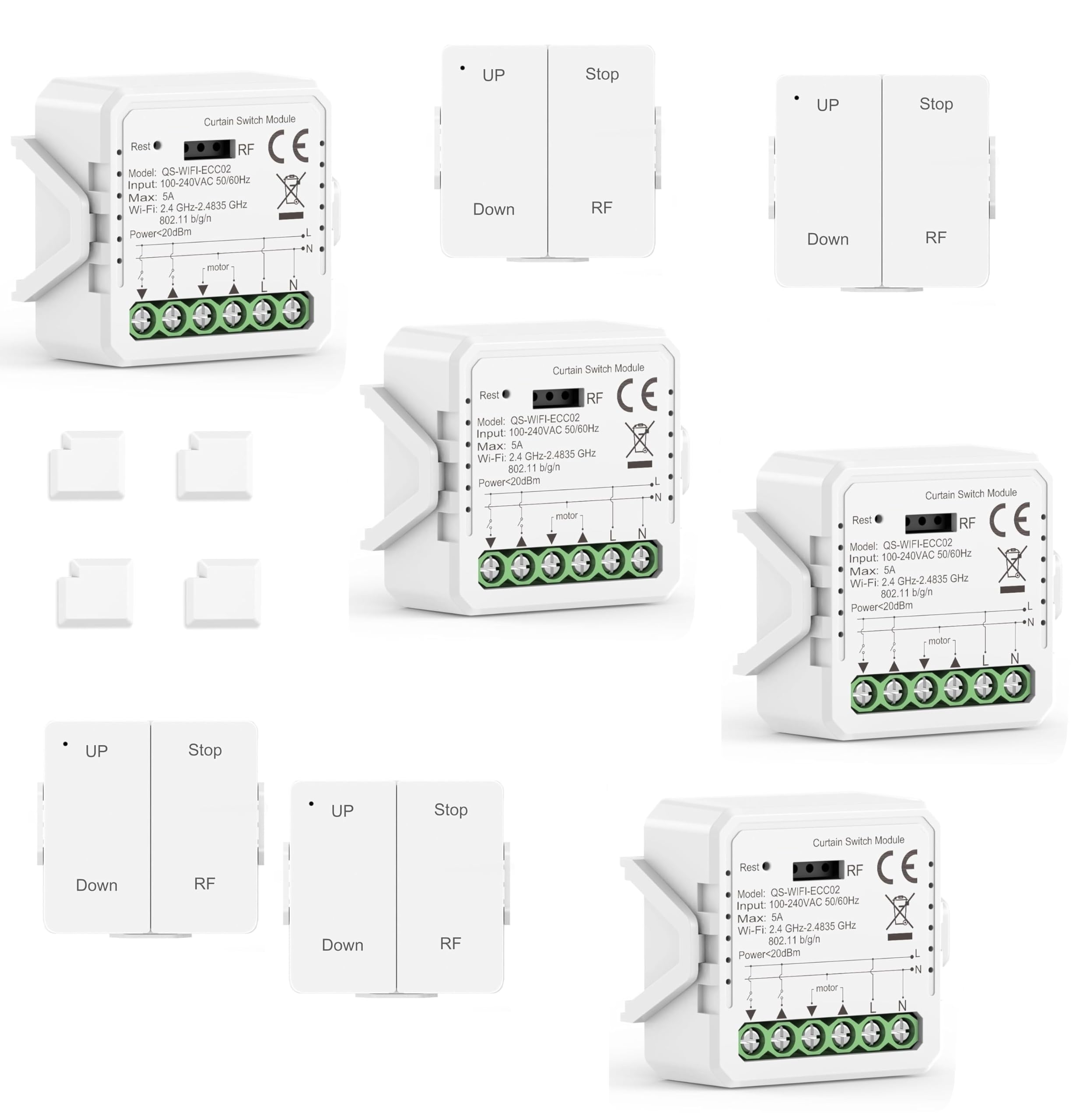 Interruttore Tapparelle WiFi con Telecomando RF, Modulo Interruttore Wifi per Tapparelle Elettriche, Compatibile con Alexa e Google Home, 600W Con Funzione Percentuale (4)