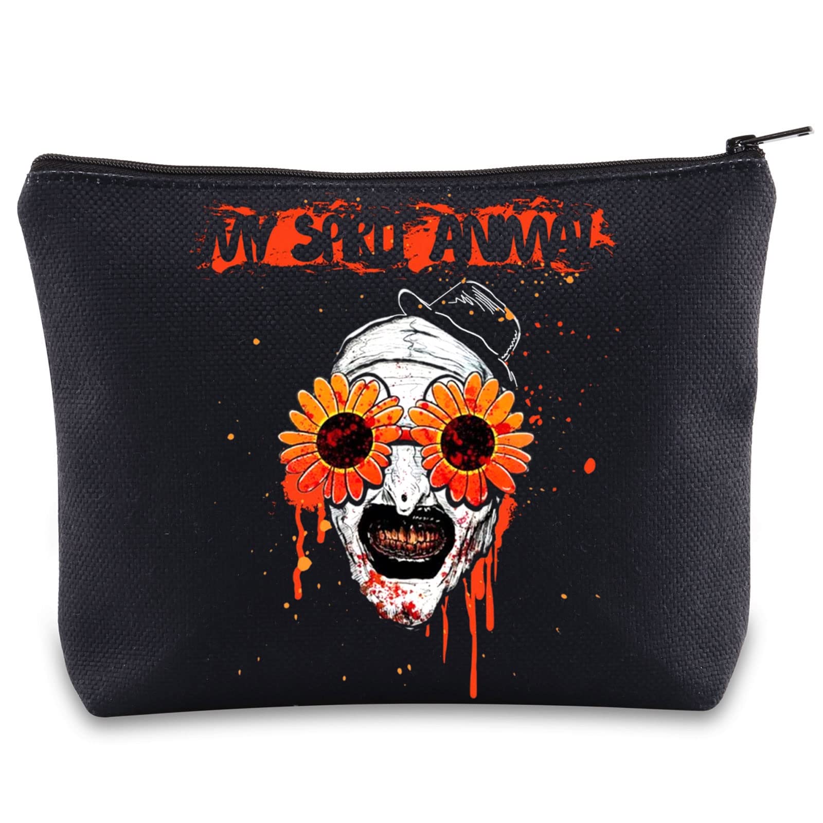 BWWKTOP Clown Movie Cosmetic Makeup Bag Movie Fans Gifts Horror Movie Zipper Pouch for Women Girls Sunflower Glass Ghost, Bag