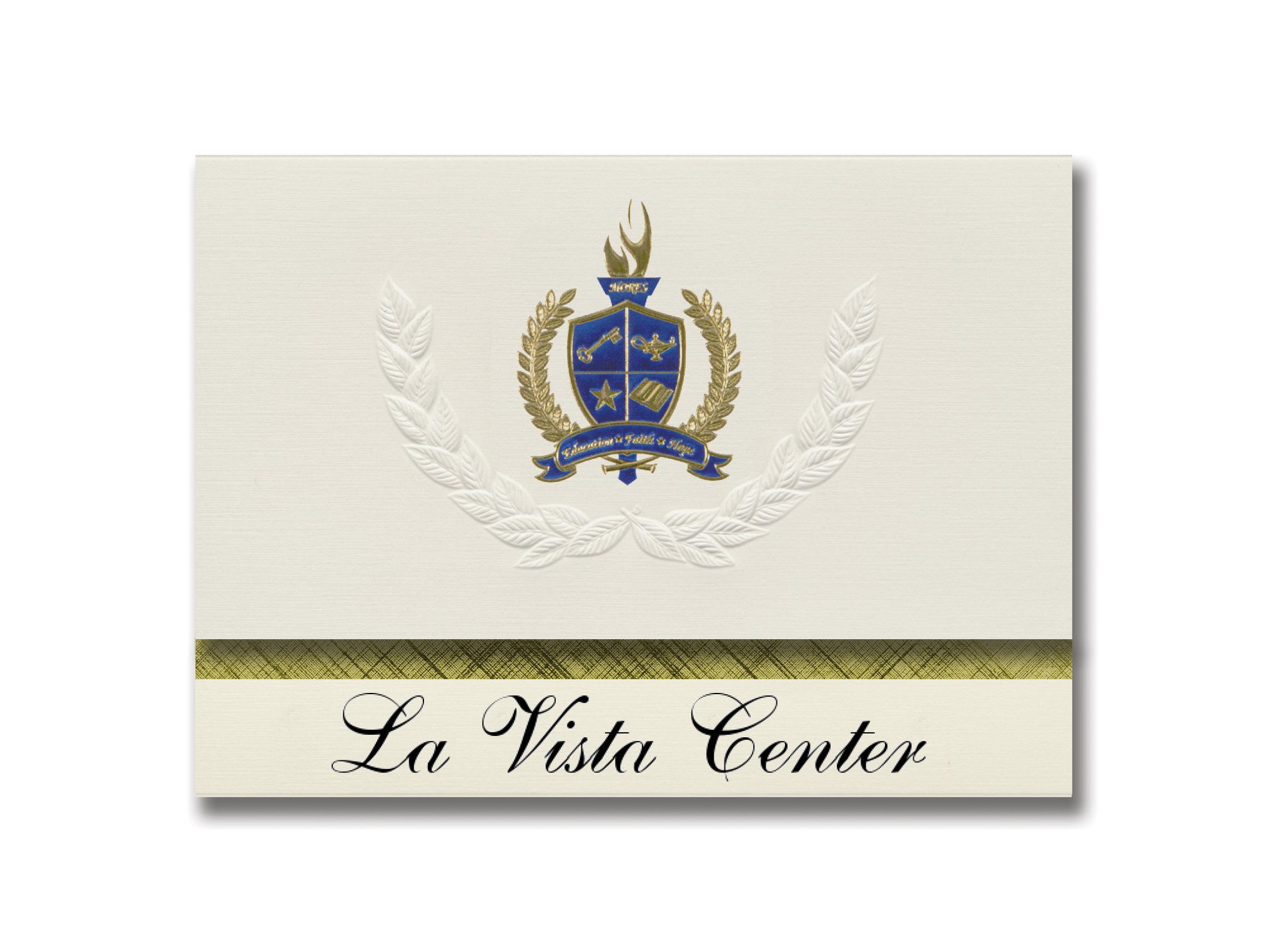 Signature Announcements La Vista Center (Fair Oaks, CA) Graduation Announcements, Presidential style, Basic package of 25 with Gold & Blue Metallic Foil seal