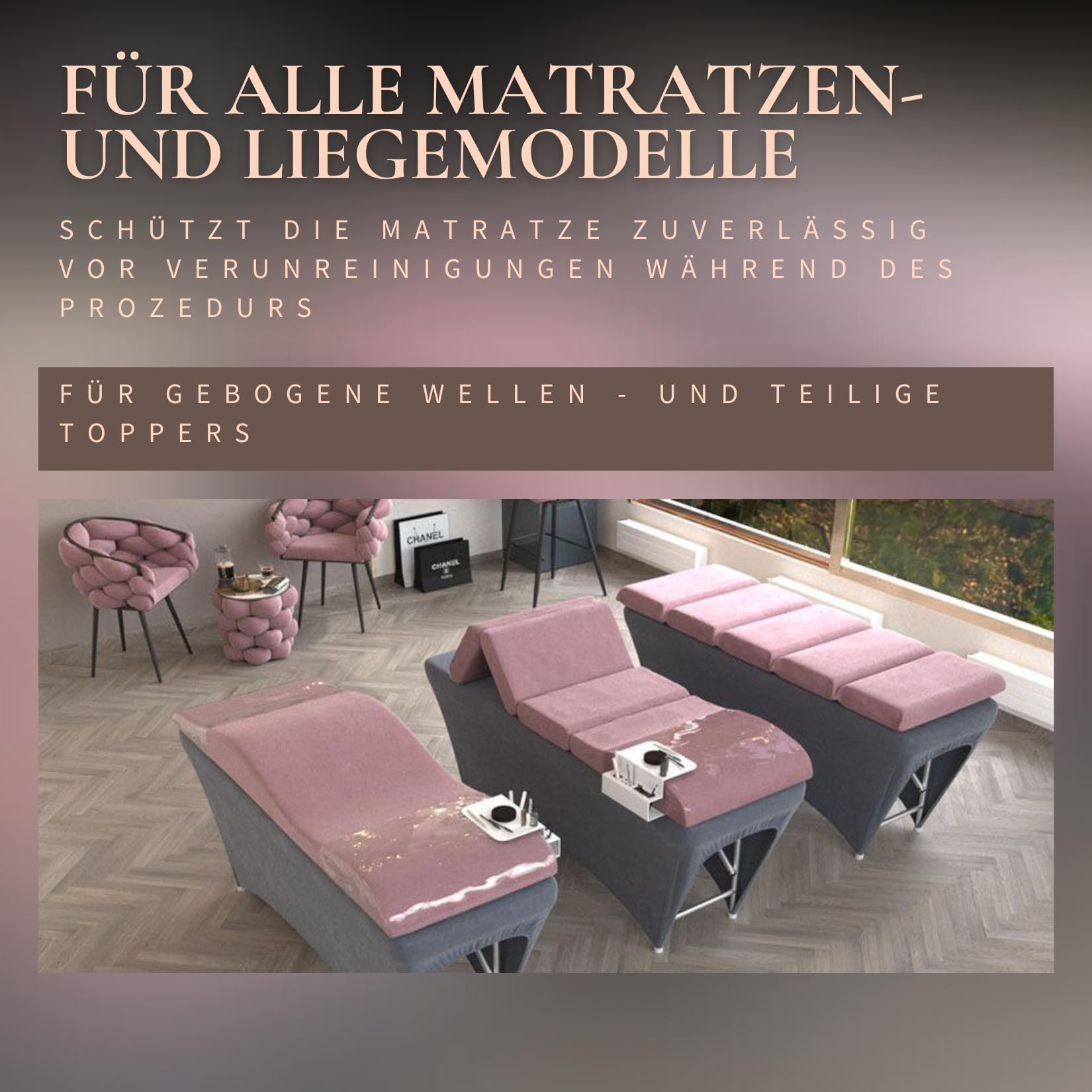 PVC Transparent Matratzenbezug, Schutz - Bezug für Wave Matratze für Kosmetikliege, Vinyl, 190x70 cm, Universal