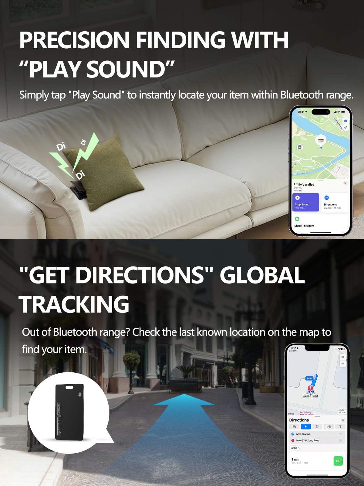 Tracker Ricaricabile per Apple e Android, Ultrasottile, Compatibile con Find My e Find Hub, 1 Pack