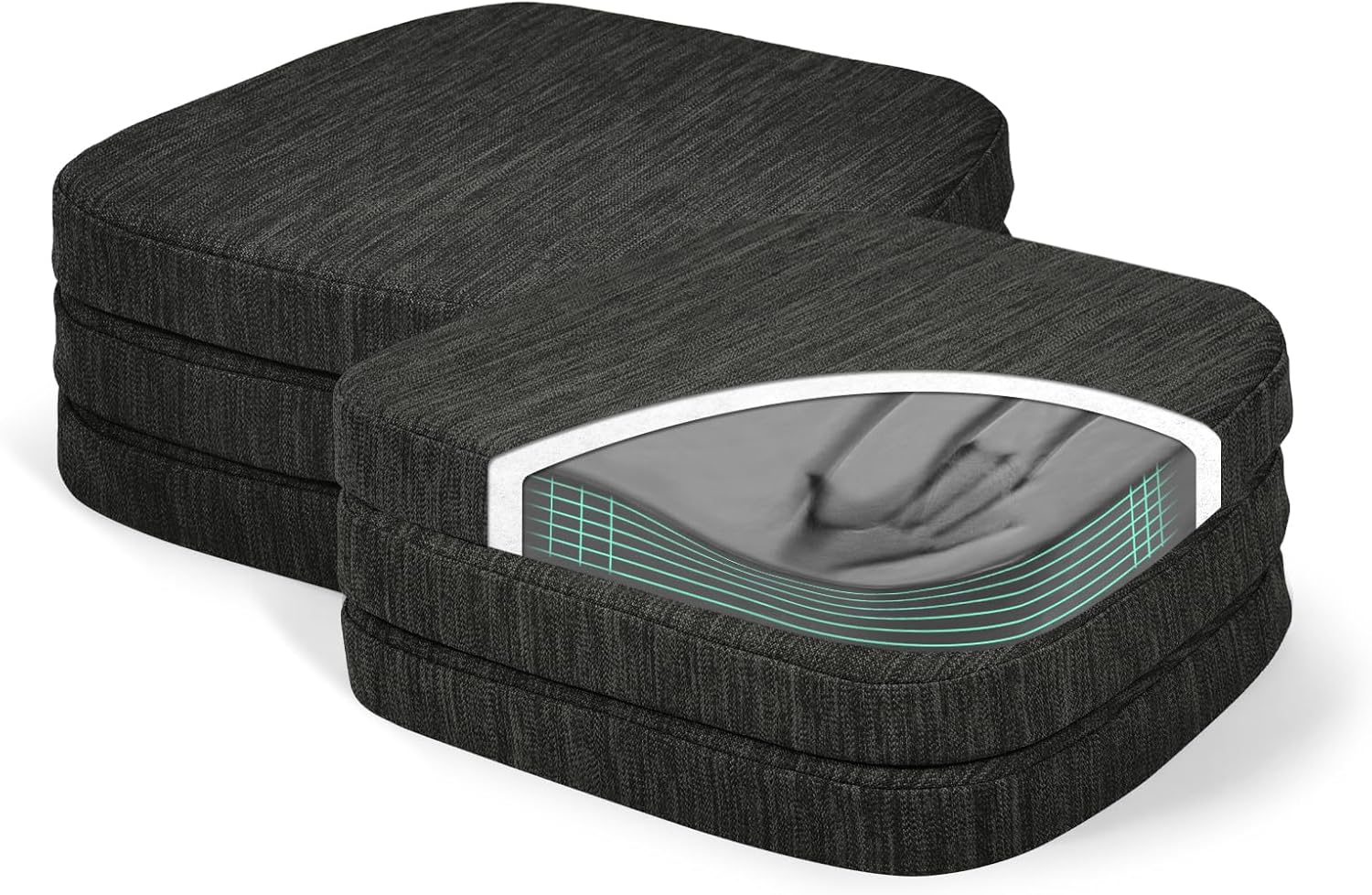 baibu Set of 6 Dual-Layer Patent Design Memory Foam Chair Cushion for Dining Chairs, 17 x 16 Inches Non-Slip Kitchen Chair Pad and Dining Seat Cushion with Machine Washable, Black Black 6 Count (Pack of 1)