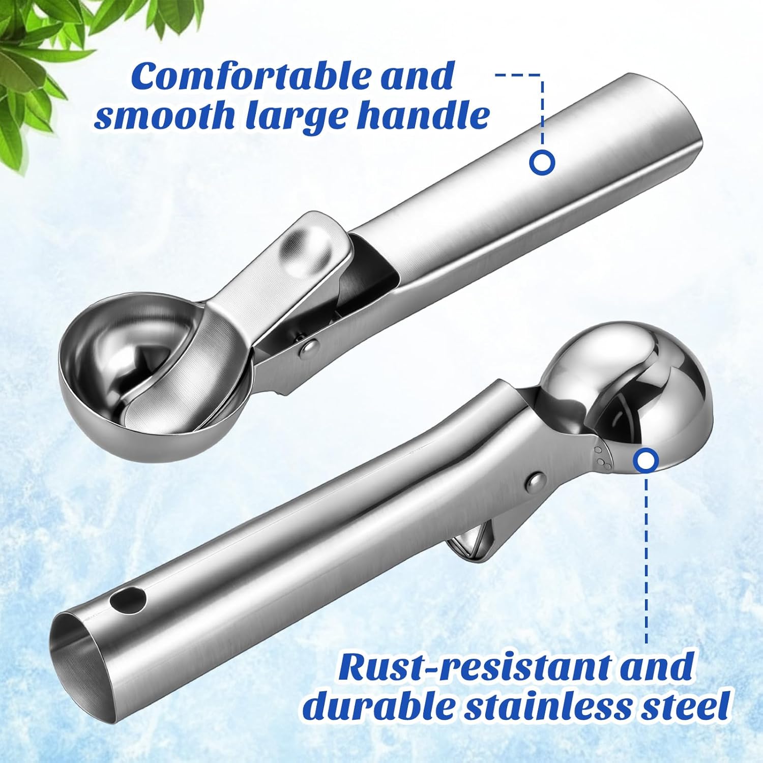 Hushee 12 Pcs Ice Cream Scoop Bulk Stainless Steel Ice Cream Scooper with Trigger Heavy Duty Trigger Release Icecream Cookie Dough Scoop Spoons Dishwasher Safe for Frozen Yogurt Muffin DIY(1.77 Inch)