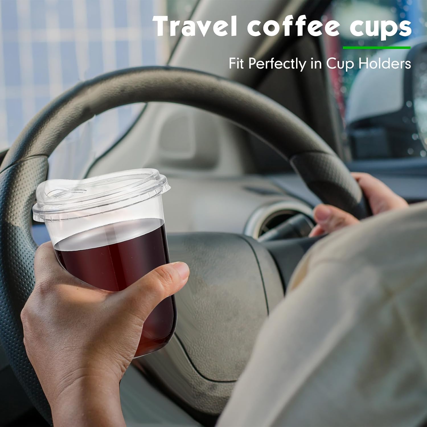 Baderke Clear Plastic Cups with Strawless Sip Lids Disposable Round Bottom Togo Cups for Coffee Smoothie Cold Beverage Coffee Shops and Party Catering(16 oz,50 Pcs) - Image 5