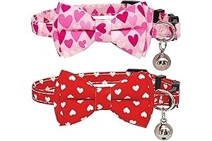 Adorable Valentine's Day Cat Collars for Cats with Breakaway Bell