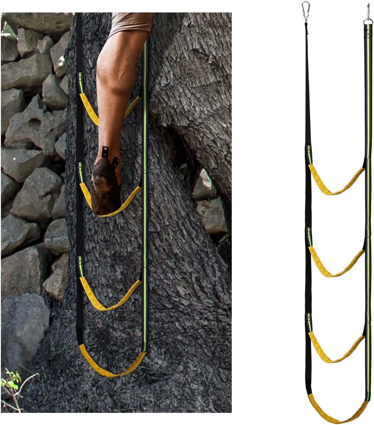 4-Step Hunting Climbing Aider, Lightweight Hunting Climbing Stick Aider Portable Hunting Tree Climbing Rope Ladder for Hunting Safety Outdoor Rock Climbing Caving Canyoning