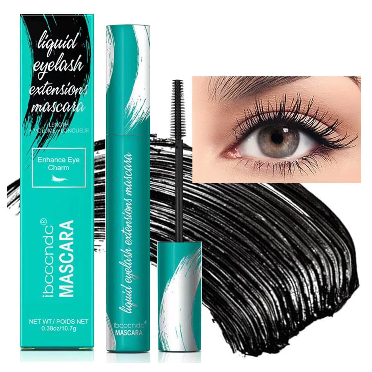 Liquid Lash Extensions Mascara Black volume and length voluminous lengthening Defining Washable primer korean eye makeup mascara waterproof and sweatproof Long-Lasting 10.7g/0.38 OZ