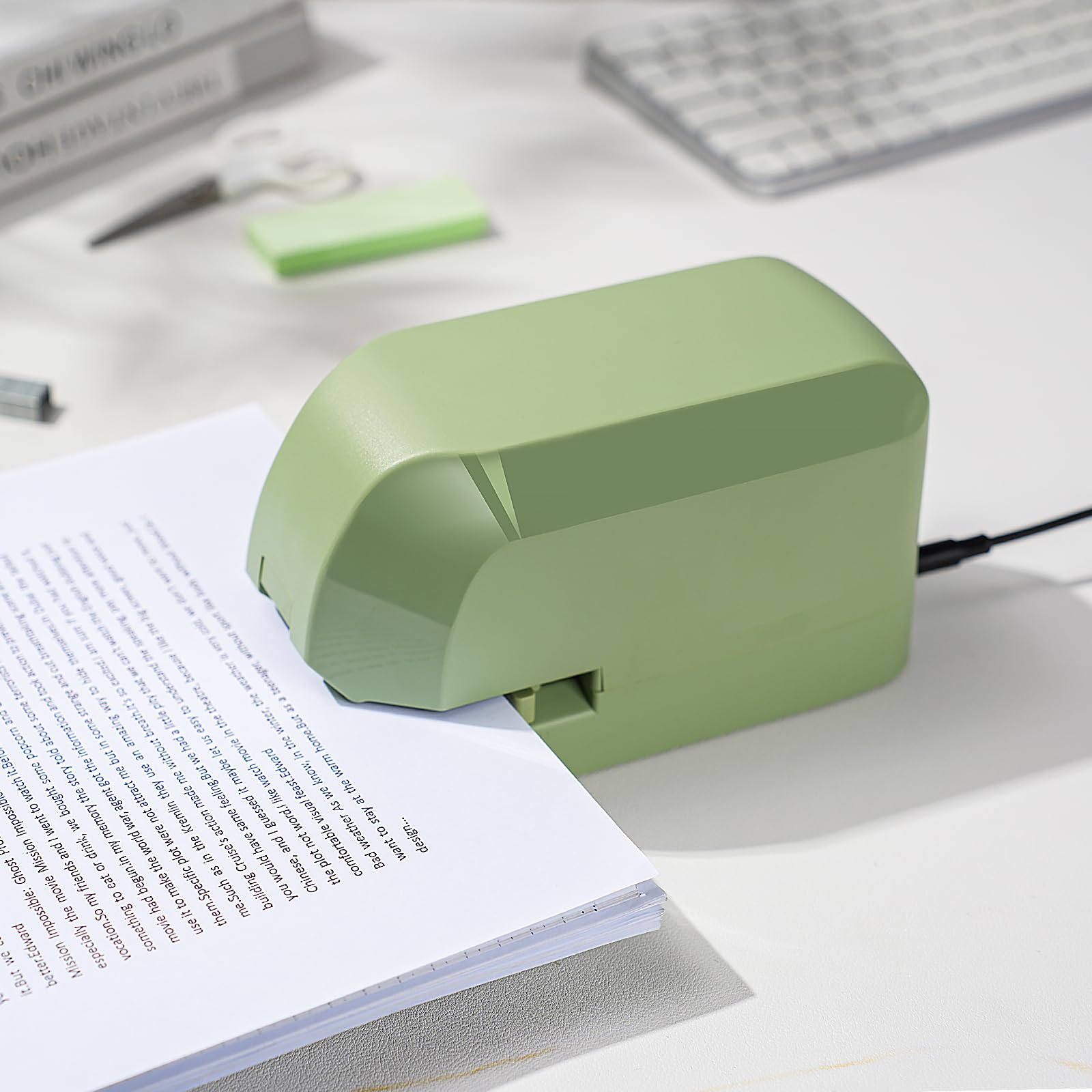 Cucitrice elettrica per scrivania, capacità di 45 fogli, cucitrice automatica, per scrivania, cucitrice elettrica per ufficio, resistente per uso in ufficio, con 1.000 punti metallici e levapunti