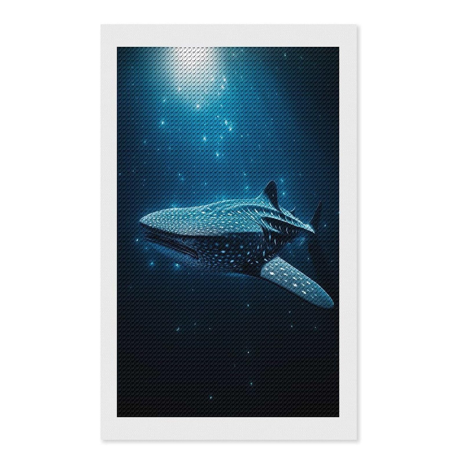 Junmoney Whale Shark Water Full Drill Diamond Painting Kit 12"x20", for Teens, Calming Craft to Unwind, Home Wall Decor, Christmas Gift