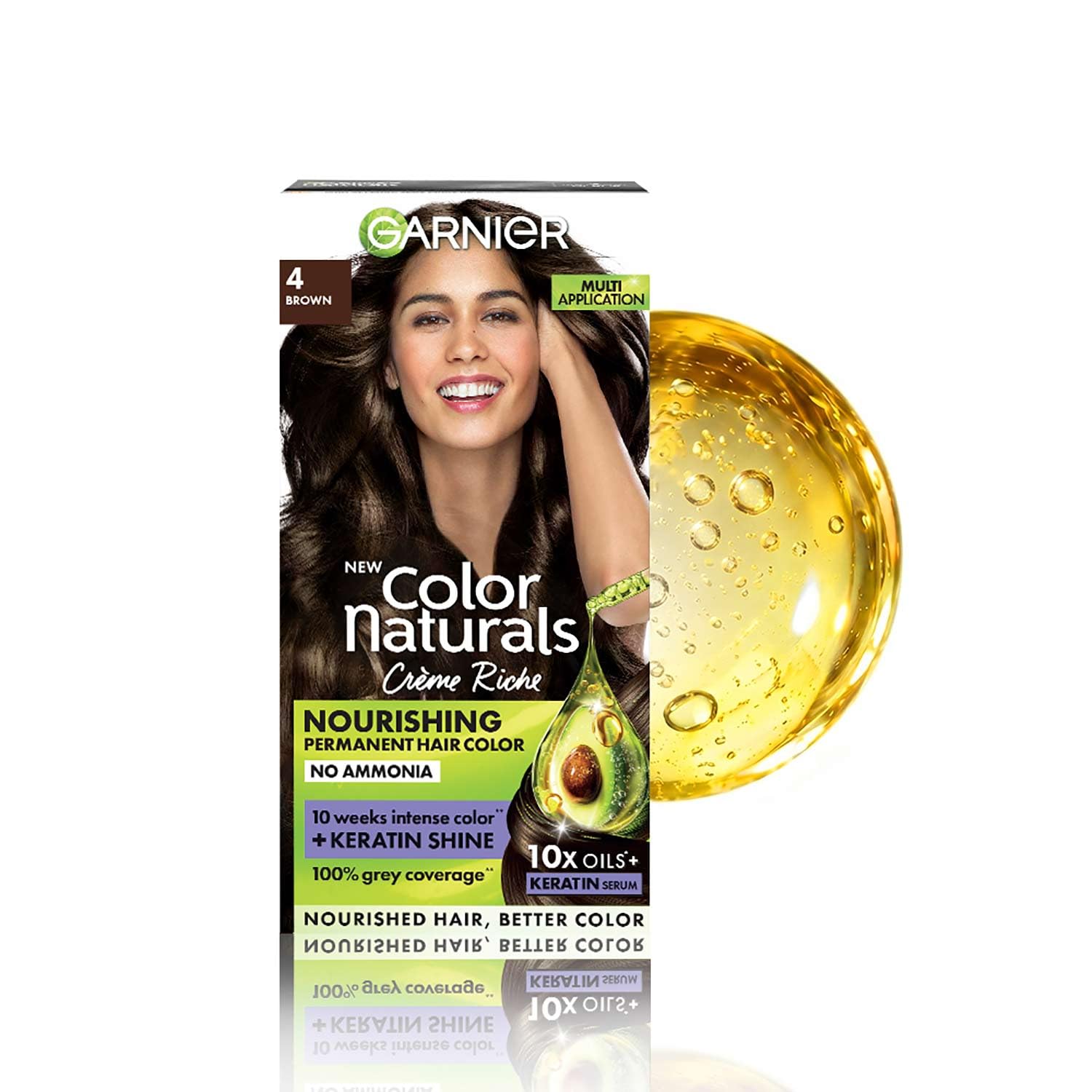 Garnier Color Naturals Crème hair color, Shade 4 Brown, 70ml + 60g