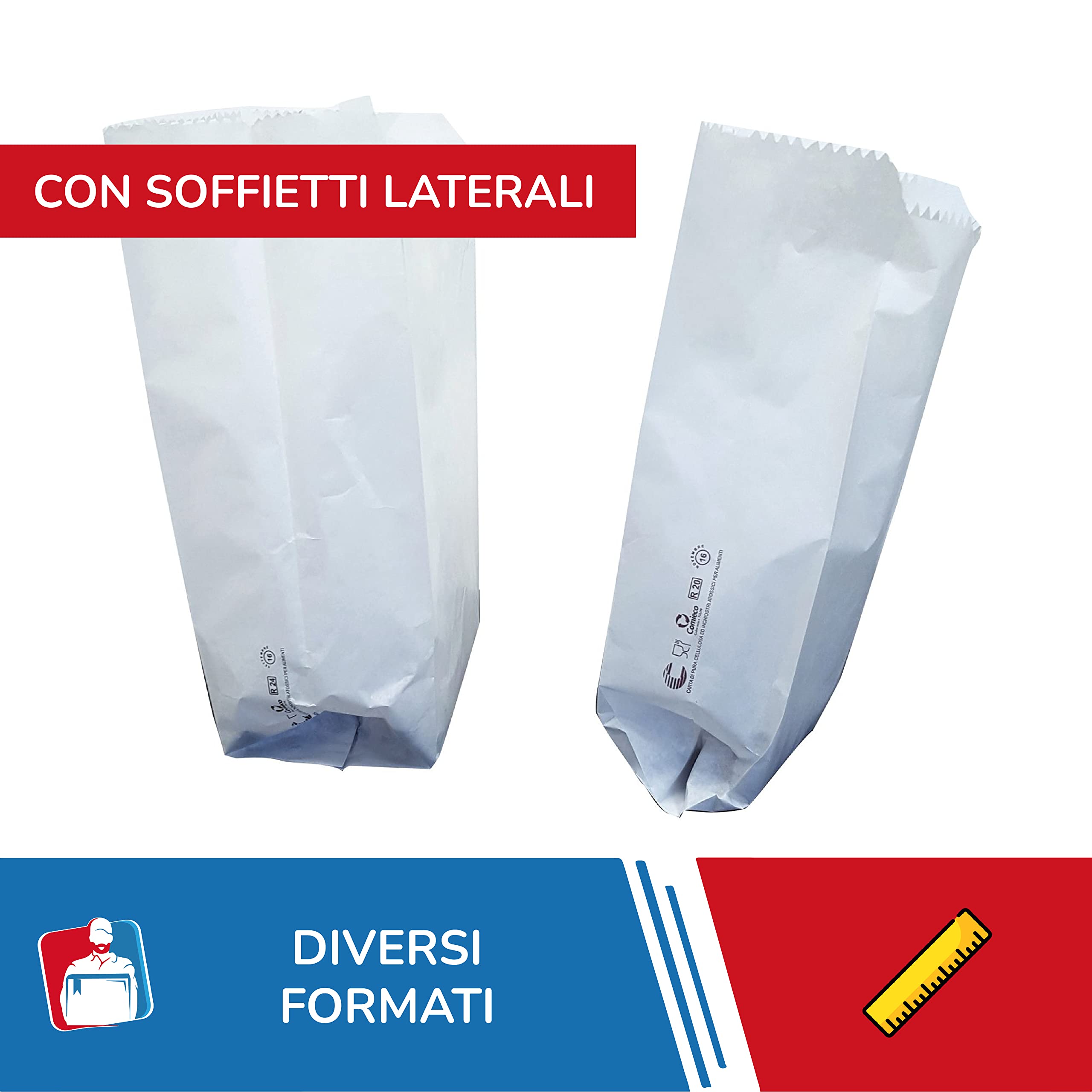 Sacchetti Alimentari In Carta Kraft - 200 Pezzi 17x34 Cm, Con Soffietti, Per Pane E Alimenti - Foto 11