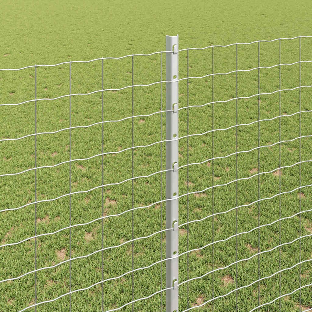 Postes de valla de hormigón de acero con recubrimiento en polvo, 200 cm, color plateado, juego de 11 unidades para jardín, terraza, parcela, resistente a la intemperie, como soporte para