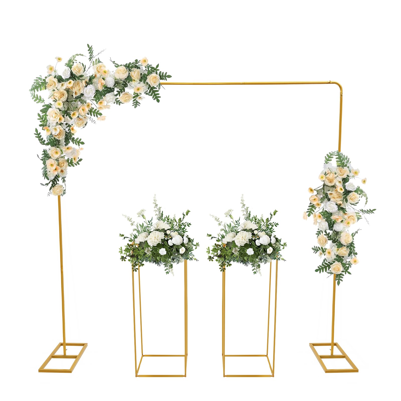 Backdrop Stand Kit,Adjustable Height Square Stand,Adjustable Metal Frame for Backdrop,Wedding Arch Background Canopy Kit for Wedding Photography Show