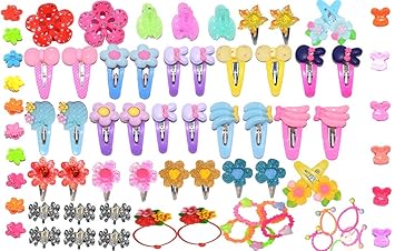 Rose petals 73 Pcs/Set Baby Hair Band for Girls Baby Hair Clips pin Elastics Ponytail Holder for Baby Girl Hair Accessories with Gift Box for Little Girls Mix Style Tic Tac