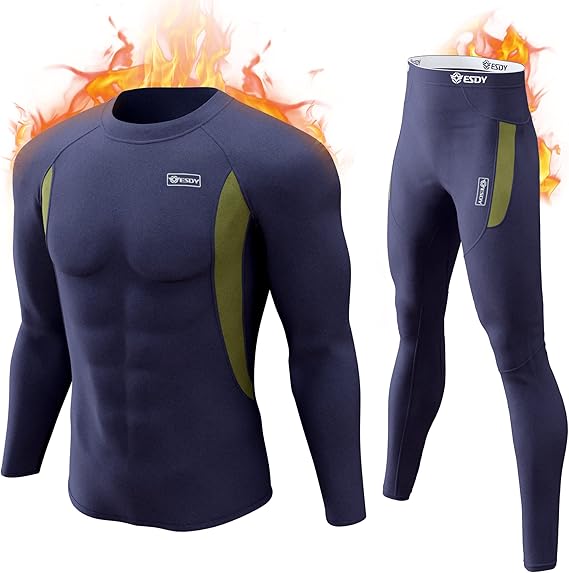 romision Thermal Underwear for Men Long Johns Fleece Lined Hunting Gear Bottom Top Set Base Layer Cold Weather XS-4XL