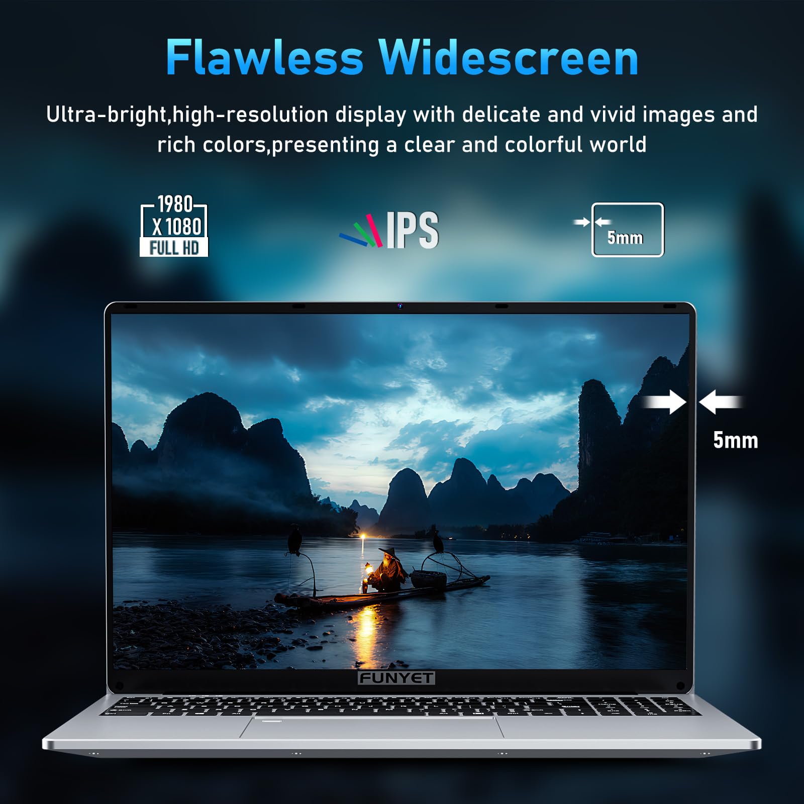 FUNYET Computer portatile da 16", PC portatile Windows 11 Pro, computer portatile N95 CPU 1920 × 1200P IPS FHD Schermo Laptop 16 GB 1 TB SSD USB Bluetooth Mini HDMI WiFi tastiera retroilluminata