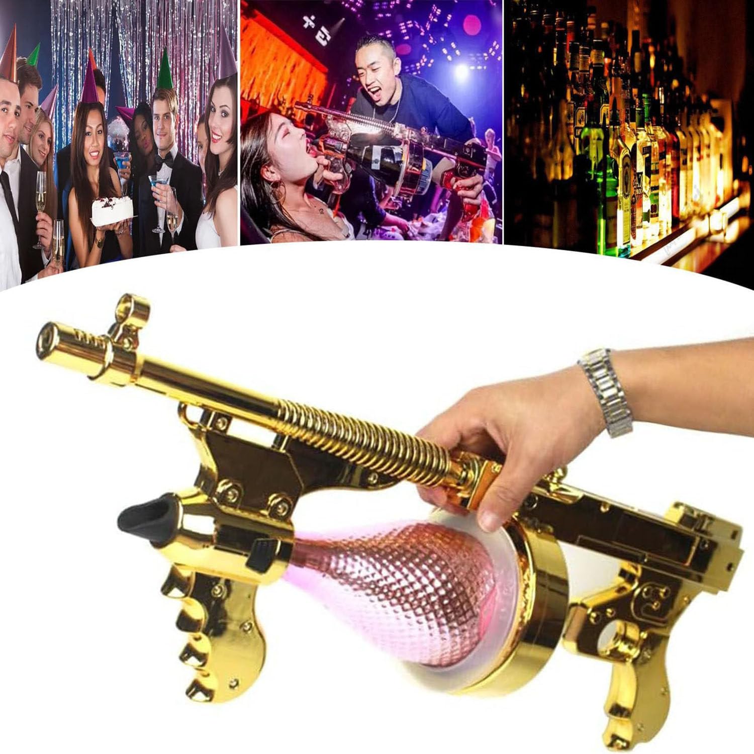 KJZQXYX Champagne Spray Gun, Champagne Bottle Ejector Wine Stopper, Ejector Feeding Wine Stopper, for Wedding Party Night Club Bar Tool