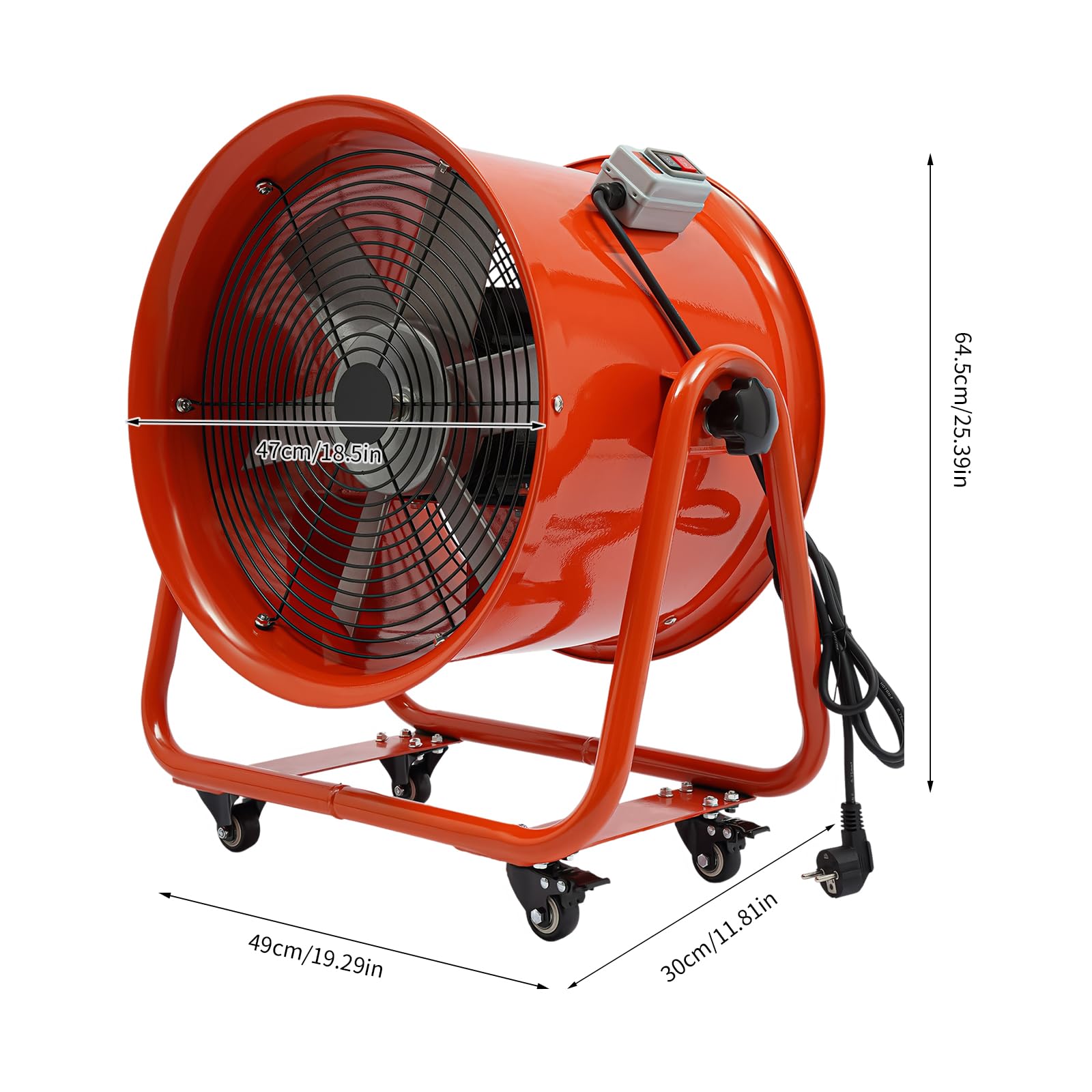 Industrieventilator 1100W Axialventilator Ø400mm 2800rpm 13600m³/h Geräuscharm 75dB Radialgebläse