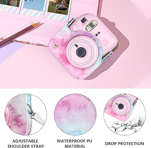 Miniatura 3 de CAIYOULE Funda para cámara Instax Mini 12, piel sintética, especializada para Fujifilm Instax mini 12, diseño de agujero preciso, ajuste perfecto y