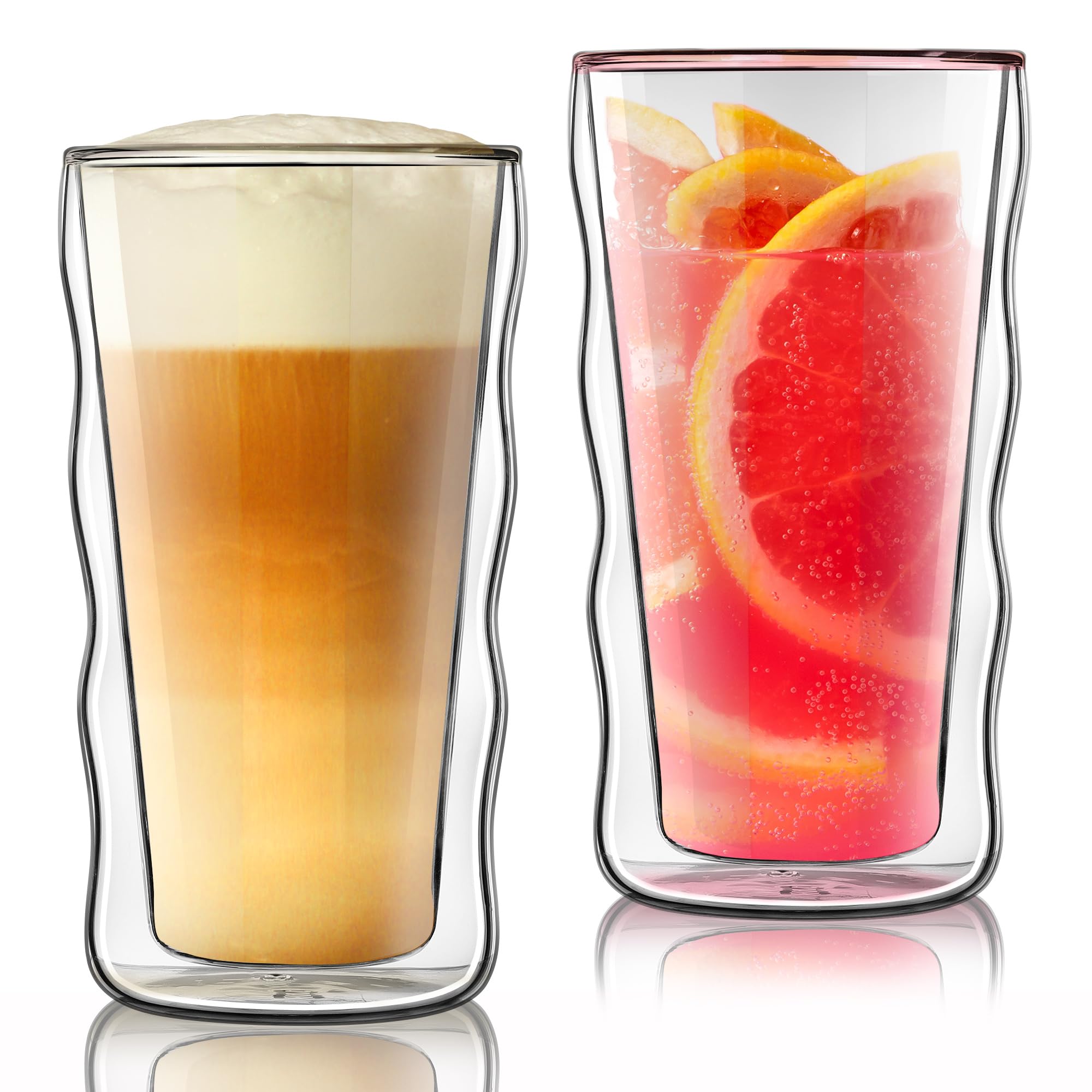 Verres à Café Double Paroi Joeyan 450ml | Lot de 2 Tasses Transparentes