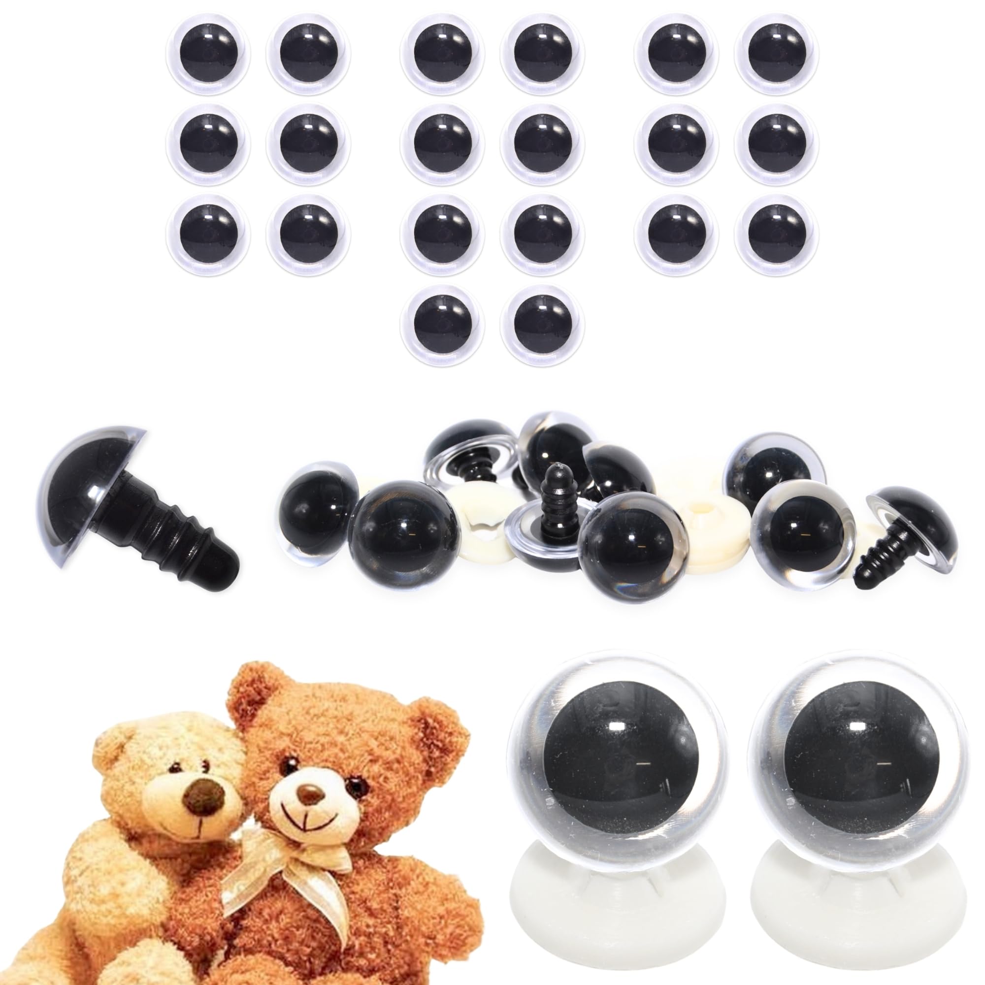 celloexpress 21mm Transparent Clear Eyes with Plastic Backs - Safety Eyes for Soft Toy Teddy Bear Animal Making (Pack of 10 Pairs) — image 1