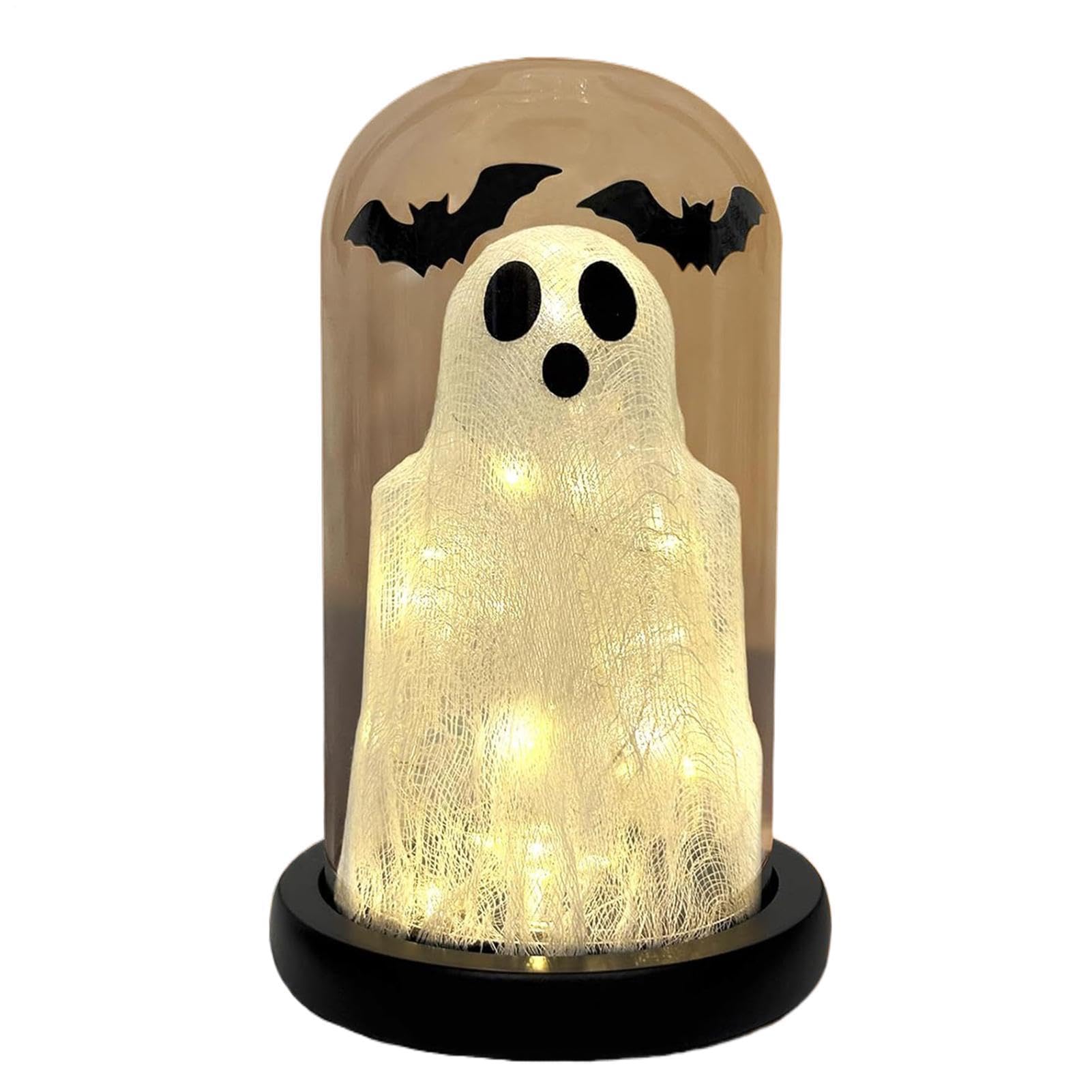 Fantôme lumineux en dôme de verre, cadeau créatif fête d'Halloween