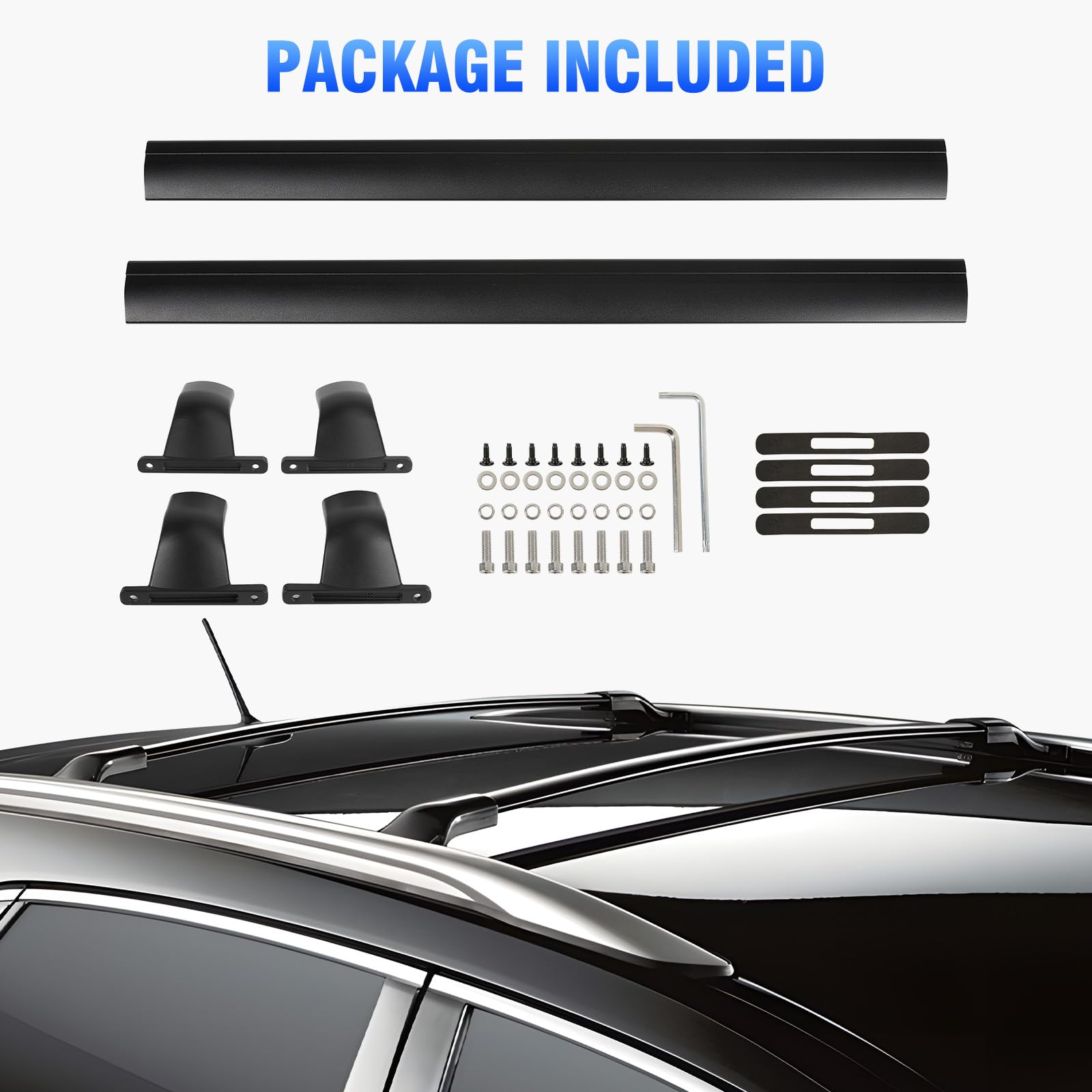 PARTOL Roof Rack Cross Bars fits for 2016-2024 Nissan Kicks with Flush Side Rails Fixed Point 165lbs Adjustable Aluminum Crossbars Compatible with Roof Boxes Bags Kayak Bicycle Rooftop