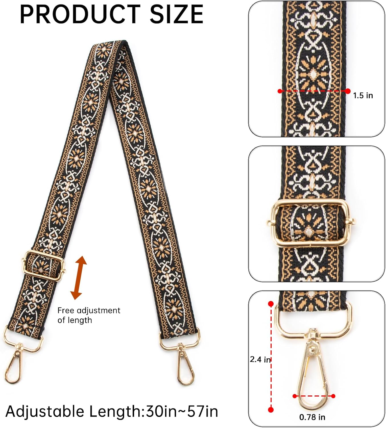Purse Straps Replacement Crossbody Bag Strap Adjustable Long Shoulder Straps for Handbags，Women Purse Strap - Image 2