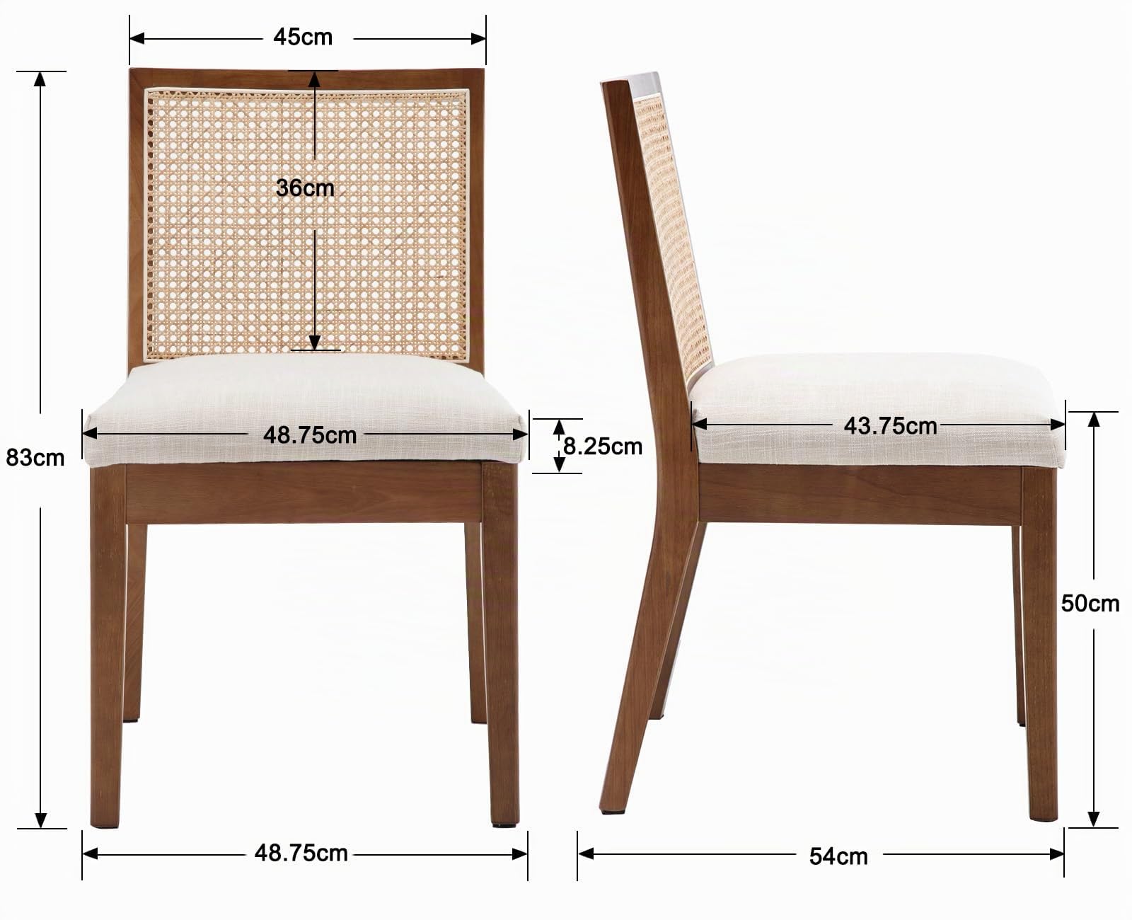 Juego de 2 Sillas de Comedor Silla Cocina Macro de Madera,Beige