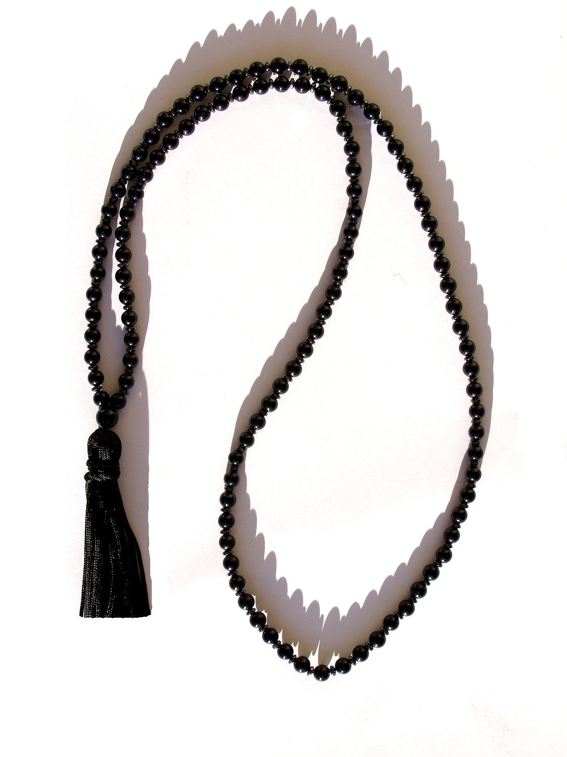 ZENstoreOnyx Mala Yoga Necklace Healing Yoga Mala Necklace With Tassel 108 Beads Natural Gemstones Root Chakra, 2019