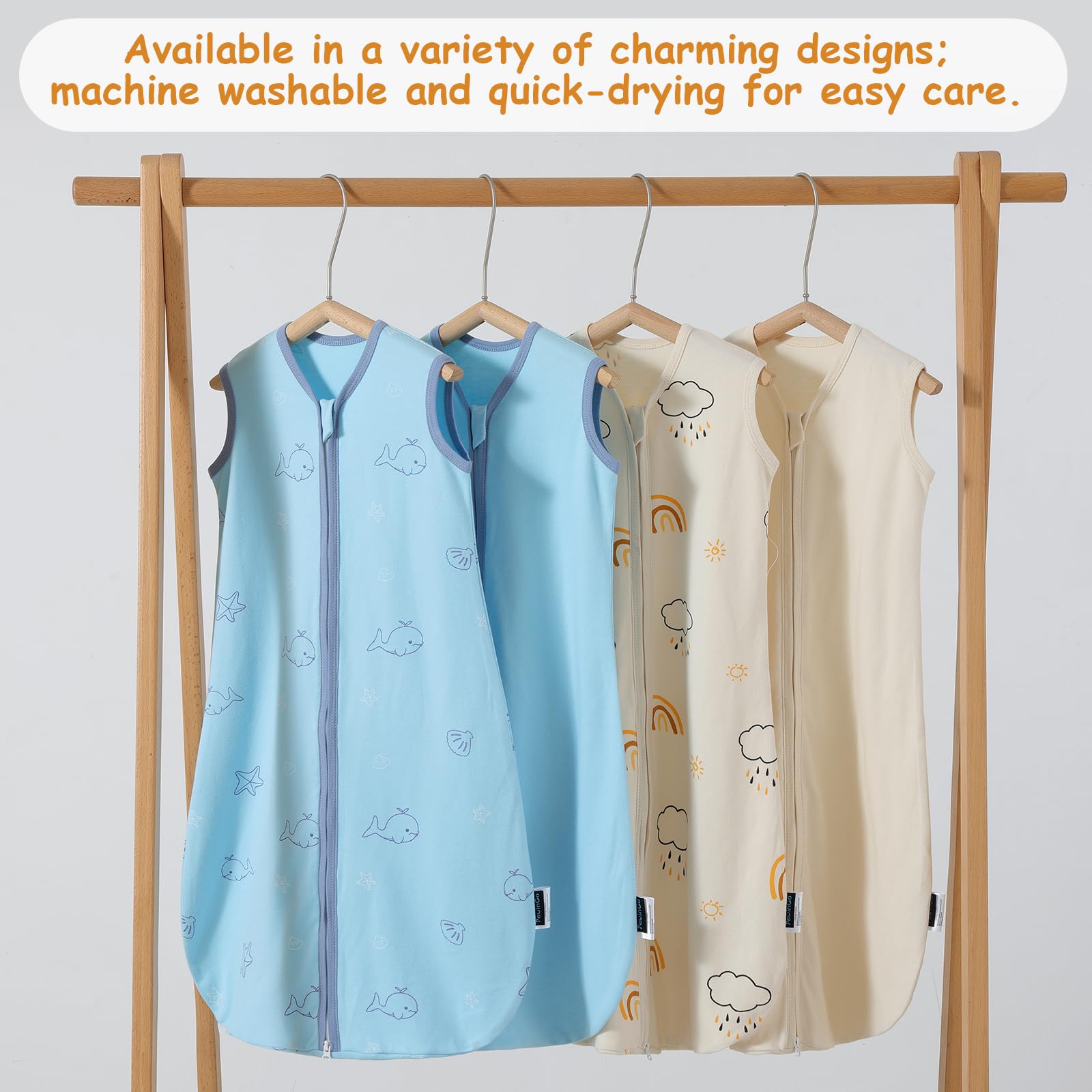 PewinGo 0.5 TOG Sacco Nanna Neonato 0-6 Mesi 2 Pezzi in Cotone Biologico | Certificato OEKO-TEX, Cerniera Doppia, Morbido e Traspirante, Lavabile in Lavatrice