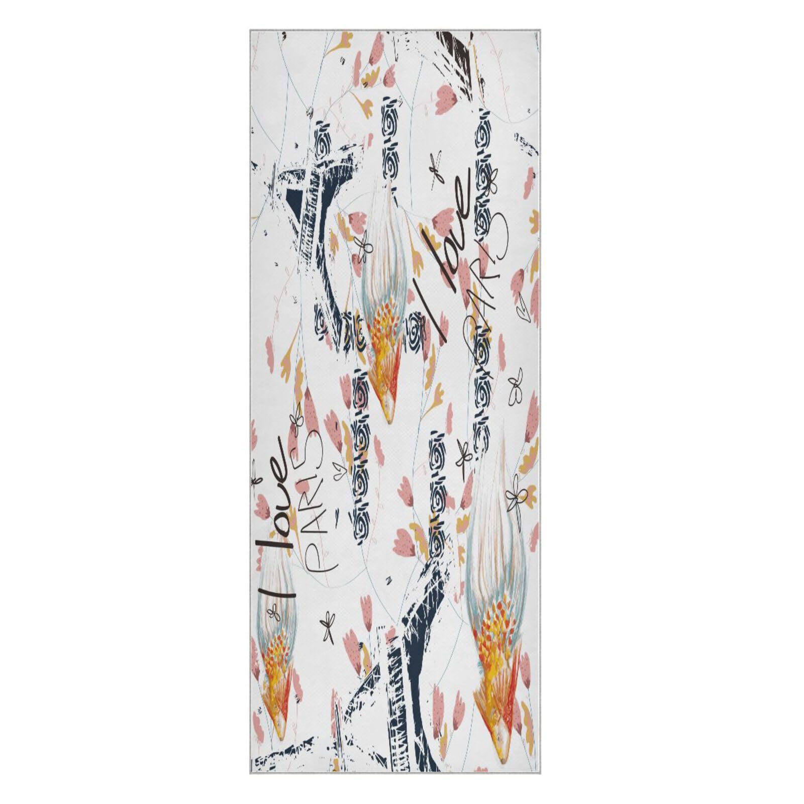 pnyoin Yoga Towel Mulan and Eiffel Tower Hot Yoga Mat Towel with Grip Dots Sweat Absorbent Non-Slip for Hot Yoga, 24