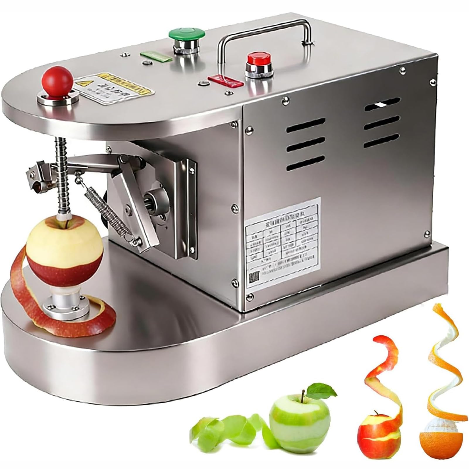 Gewerbliche automatische Zitronen- und Orangen-Schälmaschine – elektrischer Obst- und Gemüseschäler mit Höhenverstellung; 500 Stück/Std. – Äpfel, Kiwis, Pfirsiche, Mangos
