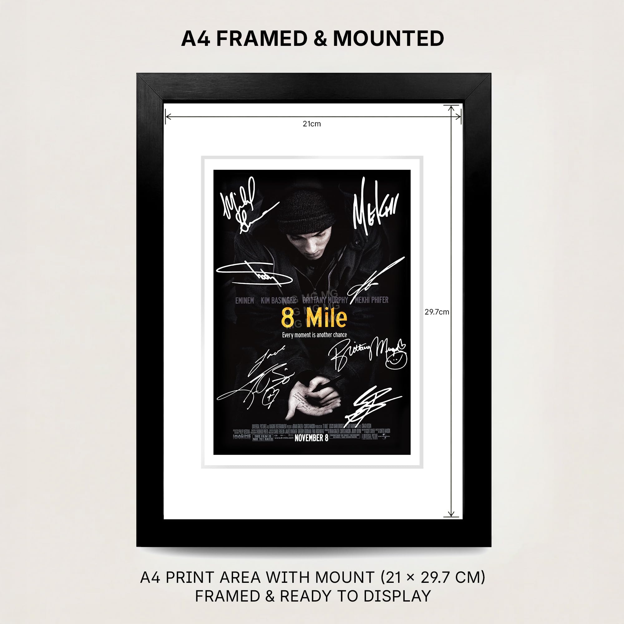 激レア　eminem エミネム 一点物　8mile オートグラフ　直筆　サイン 8 Mile Cast Signed A4 Poster Photo Print Framed Autograph Gift