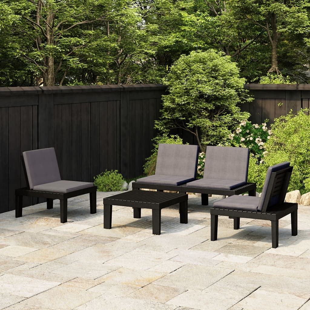 Salon de jardin 4 pcs Solivagant plastique gris 32 KG avec coussins durables