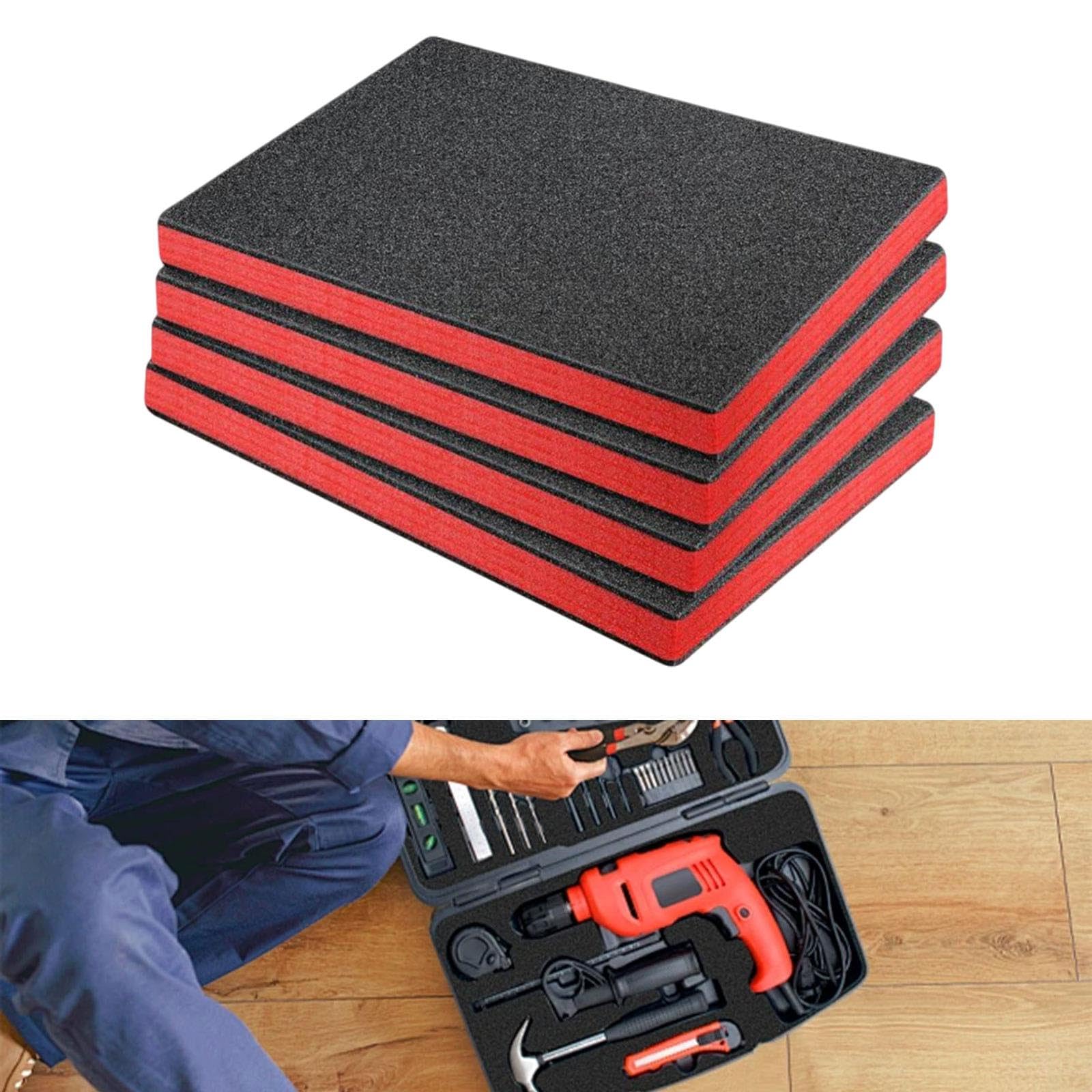 2 Pièces Mousse pour Boîte à Outils Insert de Protection Doublure de Caisse Feuille de Calage En Mousse EPE Découpable pour Le Rangement et L'Expédit, 56x46x2.5cm