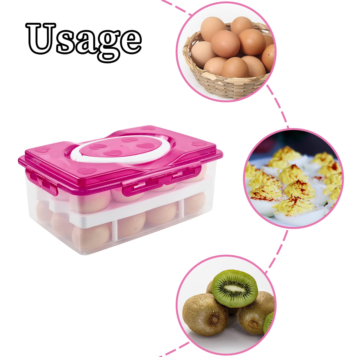Amazon｜(Red) - 2 Tiers Egg Container Deviled Egg Carrier Eggs