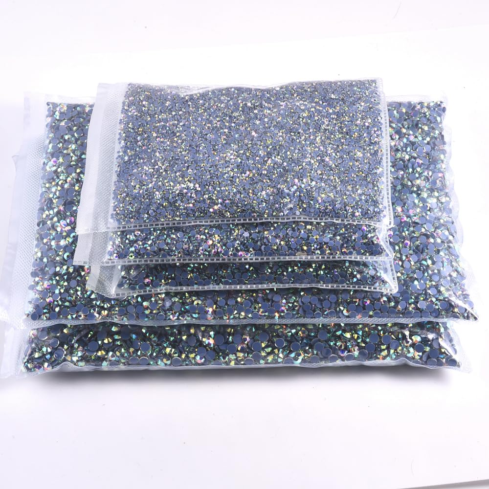 Blinginbox Hotfix Rhinestones Bulk for Crafts, 14400Pcs Glass Flatback Rhinestones Hot Fix Gems for Clothes DIY Decoration (Crystal AB, SS12)