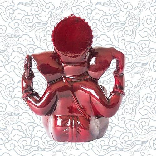Miniatura 4 de Dios hindú Señor Ganesha ídolo Estatua de elefante indio Buda Ganesh Escultura Bendición Hogar Pooja Diwali Decoración Buena suerte (rojo oscuro)