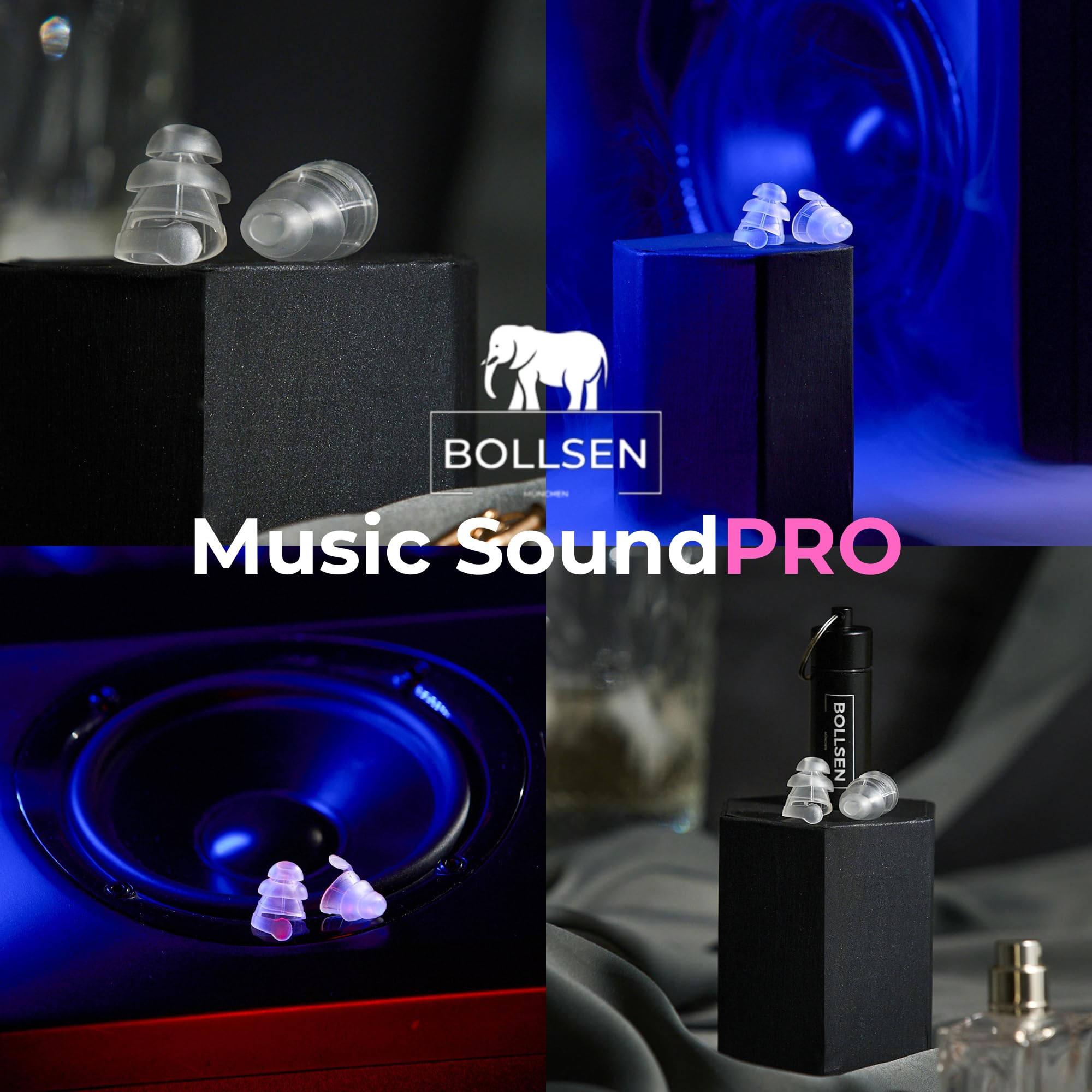 Bollsen Tapones para los oídos para conciertos, festivales y fiestas – Reducción de ruido 24 dB SNR & tapones de silicona reutilizables para melómanos, DJs y músicos – Cómodos y discretos (3)