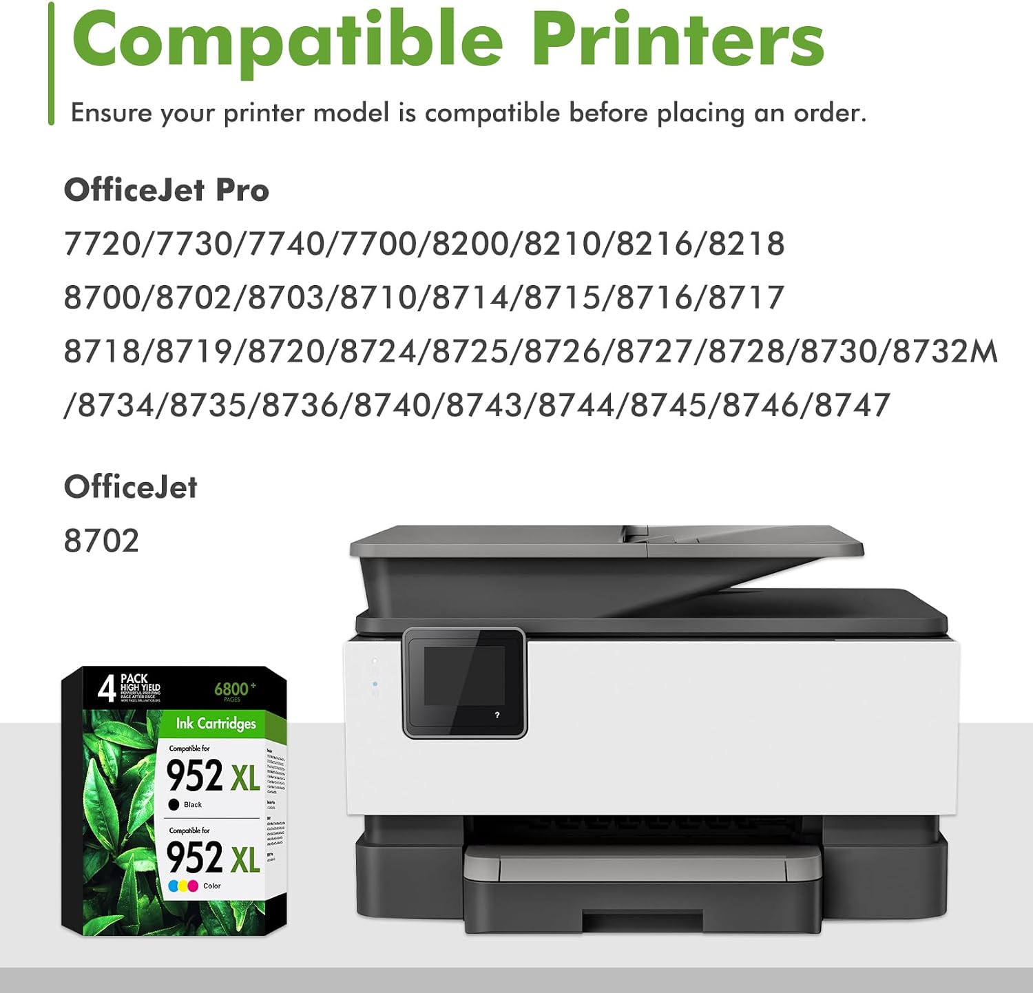 952 952XL Ink Cartridges Combo Pack for HP 952XL Printers OfficeJet 8710 thumbnail