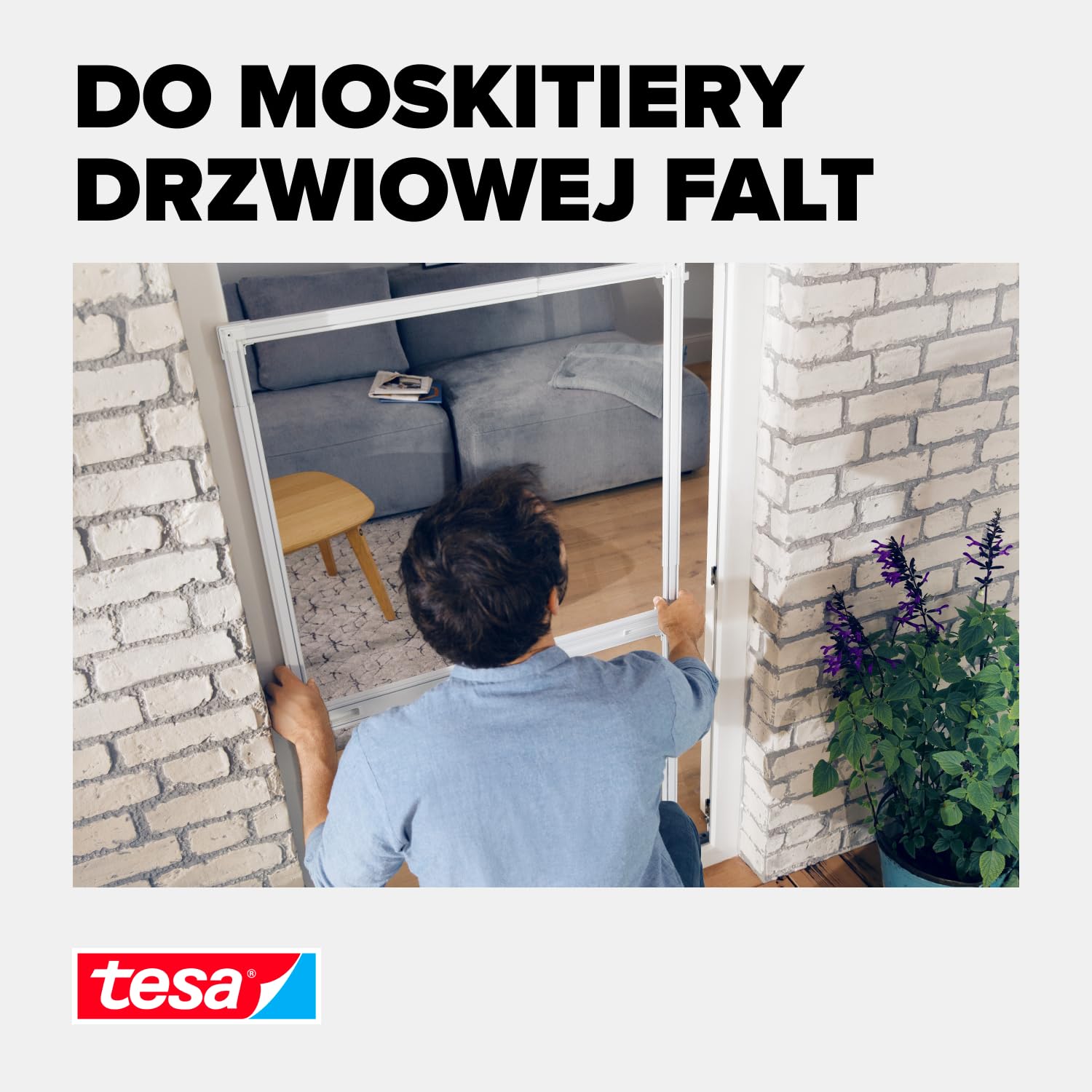 adapter do tesa Aluminiowa rama drzwi Insect Stop FALT - zacisk drzwiowy do montażu ościeżnic chroniących przed owadami bez wiercenia lub wkręcania - antracyt