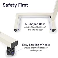 Vista 6 de Medacure Mesa de cama de hospital, roble claro, mesa para colocar sobre la cama con ruedas y altura ajustable, para alimentos, laptop y escritorio