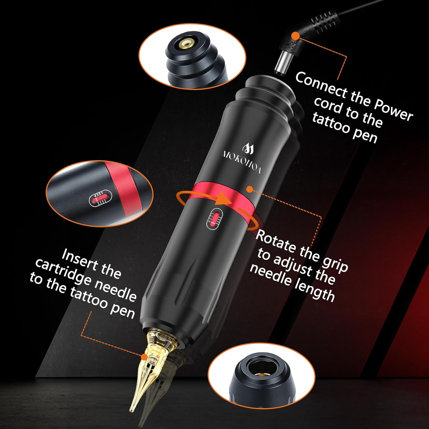 Step-by-step guide for setting up the tattoo pen
