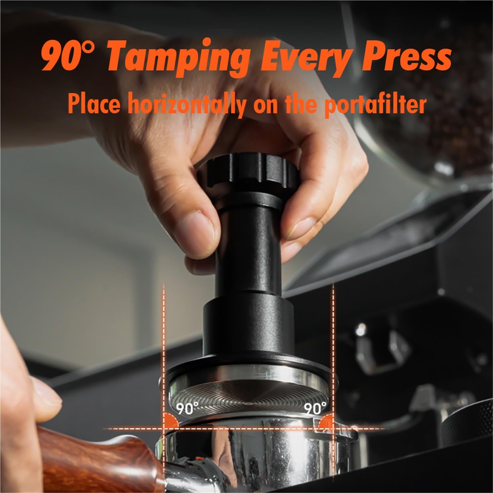 51 Mm 53 Mm 58,35 Mm Impacto Espresso Tamper Universal 25-35LB Accesorio De Base Ondulada De Presión Ajustable(58mm Impact Tamper)