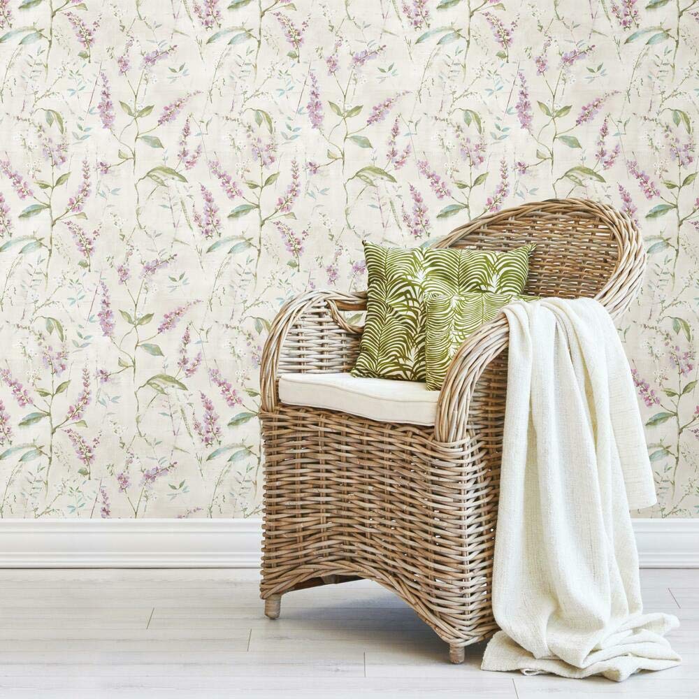 RoomMates Floral Sprig Purple Peel and Stick Wallpaper, Large Sample - Image 4
