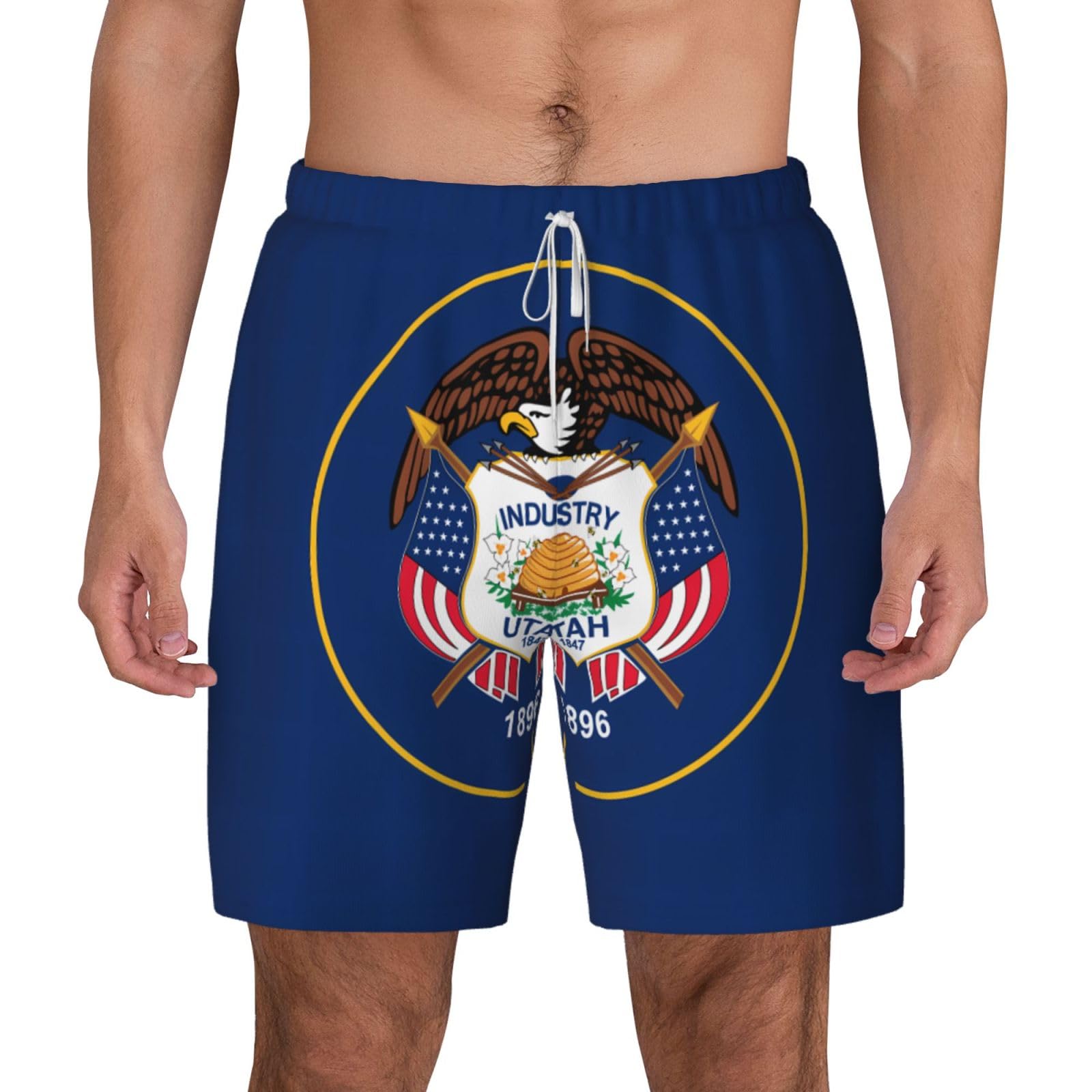 Pantalones cortos de natación para hombre con bandera de Utah y malla interior 8