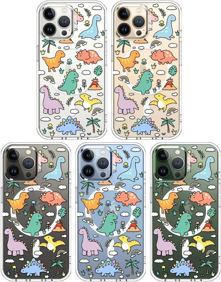MOSNOVO Case for iPhone 13 Pro Max, [Compatible with Magsafe] [Buffertech 6.6ft Military-Grade Drop Protection] [Anti Peel Off Tech] Clear Phone Case Design - Dinosaur Land - Image 3