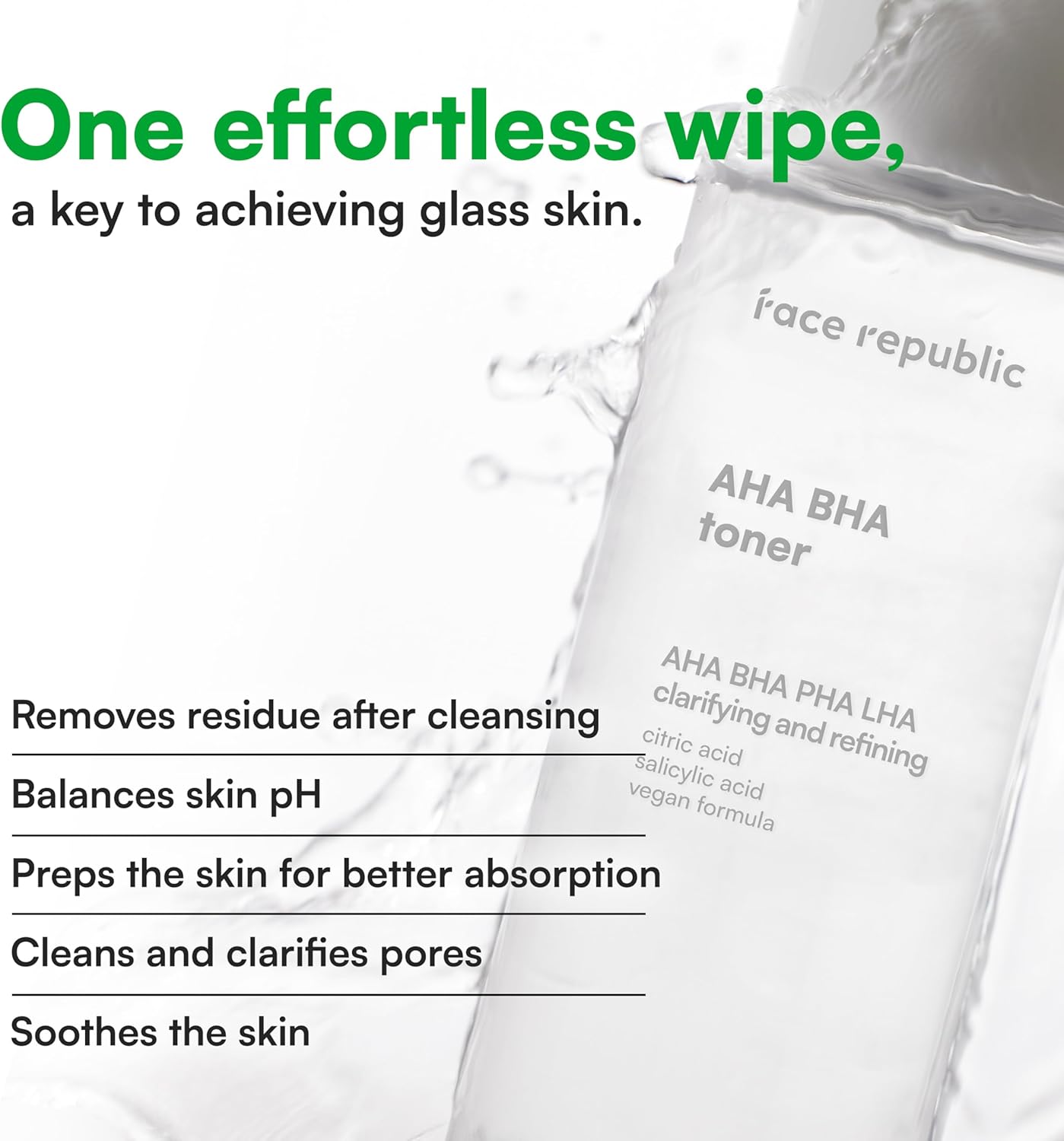 Face Republic AHA/BHA Toner 160ml 5.41 fl oz | Clarifying, Refining, Hydrating | Pore Care, Gentle Exfoliation | AHA BHA PHA LHA | for Oily, Sensitive Skin | Alcohol-Free | Vegan Korean Skincare - Image 3